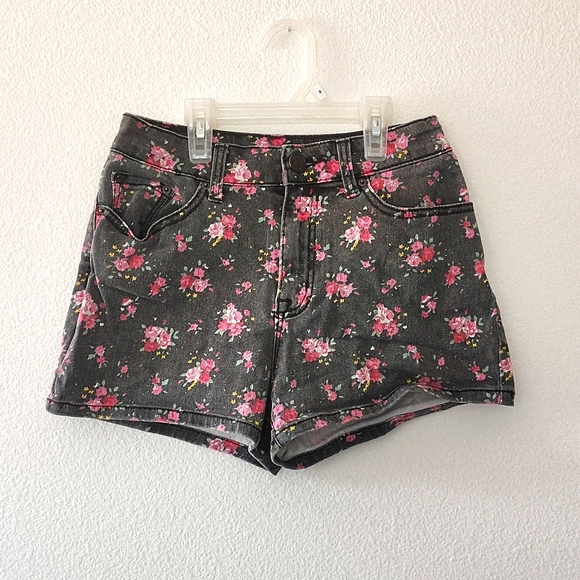 BDG Shorts Womens 30 Gray Floral High Rise Erin 5 Pocket Denim Stretch Shorts 26 - Picture 1 of 6